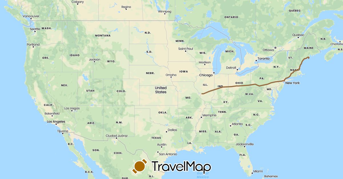 TravelMap itinerary: hiking, gordo, mountain bike, run, bc ski in United States (North America)